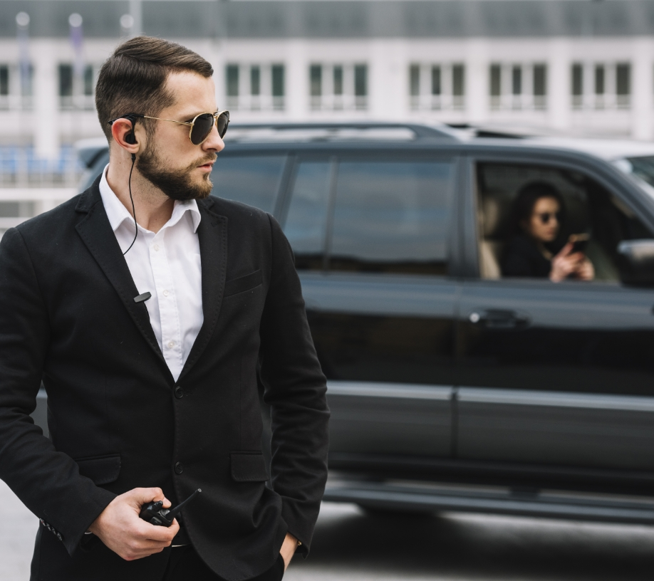 Executive close protection officer providing private security and bodyguard services - Tiger Elite Security