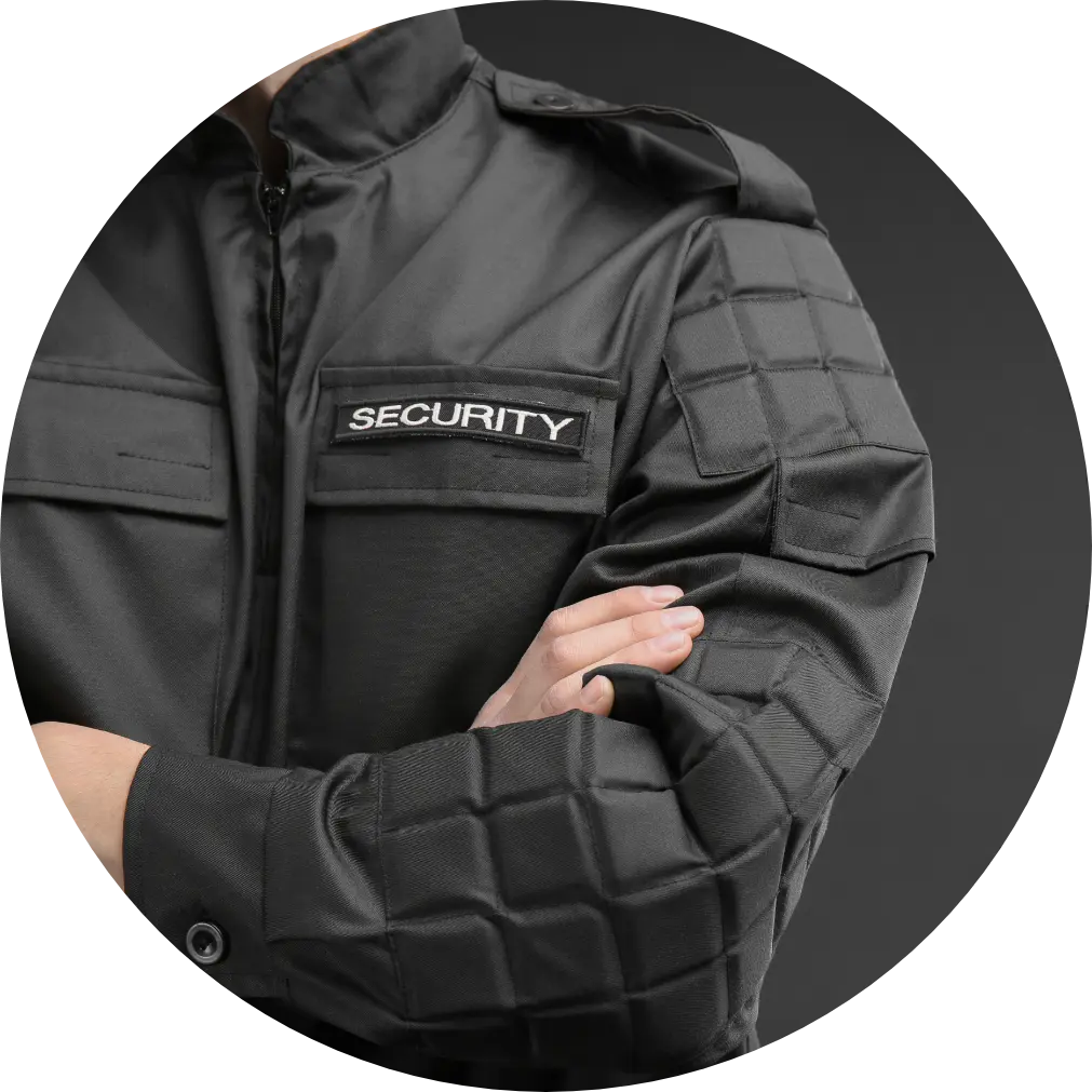 Professional security guard uniform with official identification patch - Tiger Elite Security Brisbane