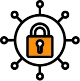 Network security and data protection icon for integrated surveillance systems - Tiger Elite Security